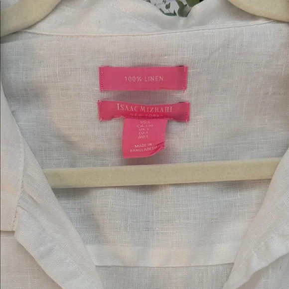 Isaac Mizrahi White Linen Sheer Shirt - Picture 2 of 3